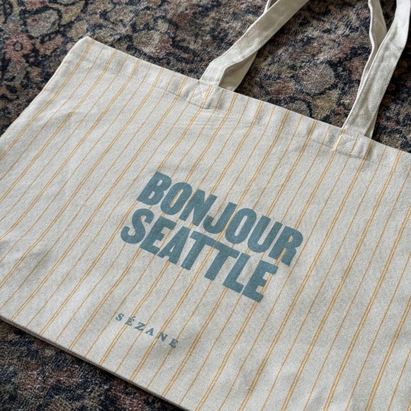 NEW Sezane Bonjour Seattle Canvas Tote - Limited Edition - Picture 2 of 4